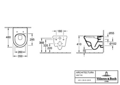 Pack WC cuvette suspendue sans bride avec abattant Targa Design Villeroy & Boch