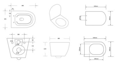 Pack WC GEBERIT Bâti-support Duofix+WC Slim Soft-Close ROLO blanc+tapis d'isolation acoustique+plaque blanc