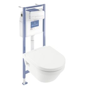 Pack WC sans bride VILLEROY ET BOCH Architectura avec abattant + bâti-support sol et mur Viconnect PRO + plaque blanche