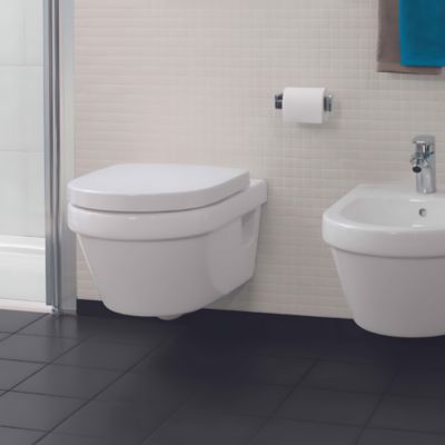 Pack WC sans bride VILLEROY ET BOCH Architectura avec abattant + bâti-support sol et mur Viconnect PRO + plaque blanche