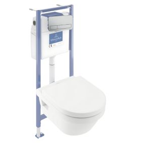 Pack WC sans bride VILLEROY ET BOCH Architectura avec abattant + bâti-support sol et mur Viconnect PRO + plaque chromée mat