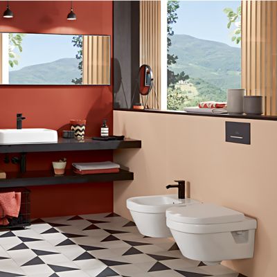 Pack WC sans bride VILLEROY ET BOCH Architectura avec abattant + bâti-support sol et mur Viconnect PRO + plaque chromée mat