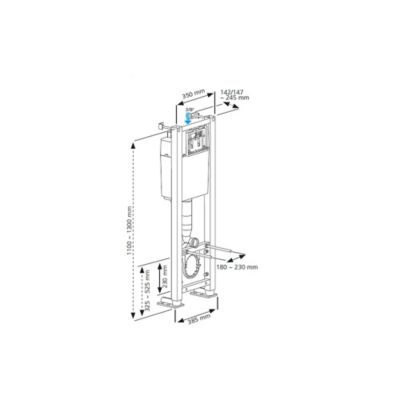 Pack WC suspendu avec cuvette sans bride effet Vortex Luvia et bâti universel Siamp