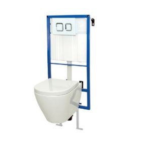 Pack WC suspendu AZZILY avec cuvette en porcelaine - Mécanisme 3/6L - Alimentation d'eau silencieuse