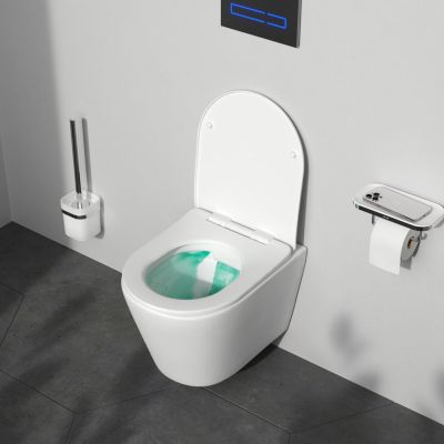 Pack WC suspendu bâti mural et cuvette Plaque Carrée Chrome, Pack WC ...