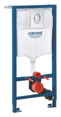 Pack WC suspendu blanc cuvette sans bride Fuerte et bâti-support sol et mur Grohe