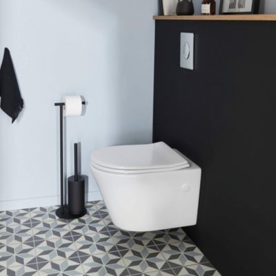 Pack WC suspendu blanc cuvette sans bride Fuerte et bâti-support sol et mur Grohe