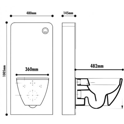 Pack WC suspendu gain de place bâti mural verre blanc + cuvette sans bride vortex Turbi