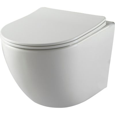 Pack WC suspendu gain de place bâti mural verre blanc + cuvette sans bride vortex Turbi