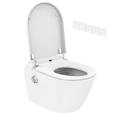 Pack WC suspendu lavant avec cuvette sans bride, LED et télécommande, SFA Saniwash
