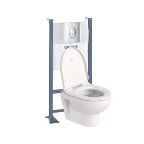 Pack WC suspendu sans bride compact DURAVIT Duravit No.1 + bâti support GROHE Rapid SL Projet + abattant + plaque chromé