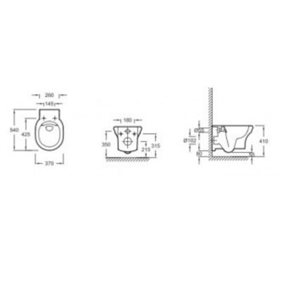 Pack WC suspendu sans bride à économie d'eau JACOB DELAFON Cléo 1889 +  abattant + bâti-support + plaque ronde blanche