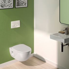 BERNSTEIN - WC suspendu design sans rebords céramique sanitaire Toilettes  mural à poser, Abattant au choix - Blanc - 54,5x36x33cm - NT2039 Avec LED