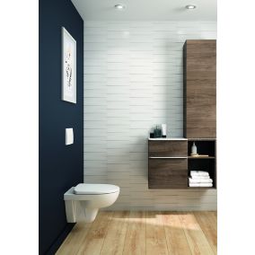 BERNSTEIN - WC suspendu design sans rebords céramique sanitaire Toilettes  mural à poser, Abattant au choix - Blanc - 54,5x36x33cm - NT2039 Avec LED