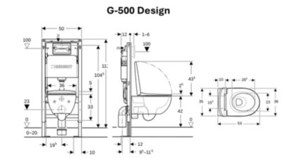 Pack WC suspendu sans bride, Geberit G-500 Design Rimfree