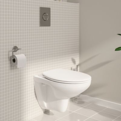 Pack WC suspendu sans bride GROHE Bau Cerami avec bâti support Rapid SL Project et plaque de commande Start blanc