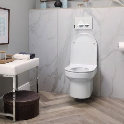 Pack WC suspendu sans bride  JACOB DELAFON + Bâti support wc Grohe + plaque commande chromé rond Quickfix