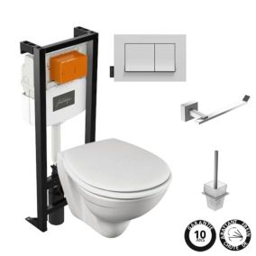 Pack WC suspendu sans bride JACOB DELAFON Patio + porte-balai + porte-rouleau Eo Moderne