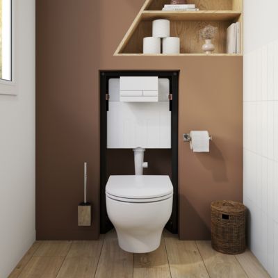 Pack WC suspendu sans bride Luvia avec bâti-support sol et mur autoportant Silgo GoodHome