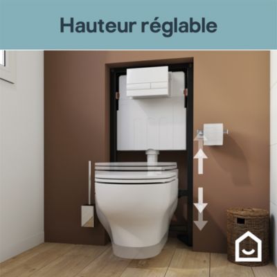 Pack WC suspendu sans bride Luvia avec bâti-support sol et mur autoportant Silgo GoodHome