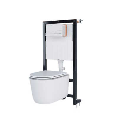 Pack WC suspendu sans bride Luvia avec bâti-support sol et mur autoportant Silgo GoodHome