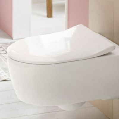 Pack WC suspendu sans bride VILLEROY ET BOCH Avento + abattant + plaque chromée + bâti Grohe