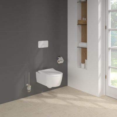 Pack WC suspendu sans bride VILLEROY ET BOCH Avento + Bâti support ViConnect Pro + abattant frein de chute + plaque blanche