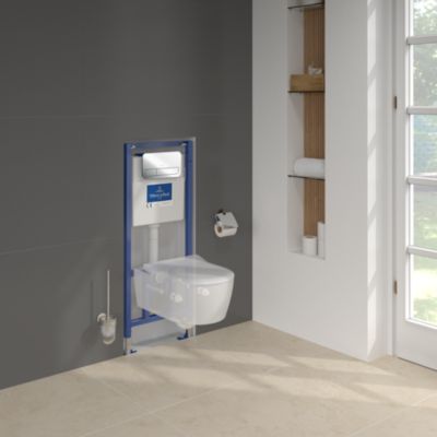 Pack WC suspendu sans bride VILLEROY ET BOCH Avento + Bâti support ViConnect Pro + abattant frein de chute + plaque chromée