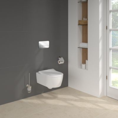 Pack WC suspendu sans bride VILLEROY ET BOCH Avento + Bâti support ViConnect Pro + abattant frein de chute + plaque chromée