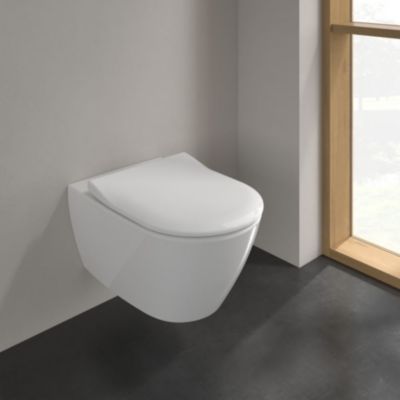 Pack WC suspendu sans bride VILLEROY ET BOCH Subway 2.0 + abattant + plaque blanche + bâti Grohe