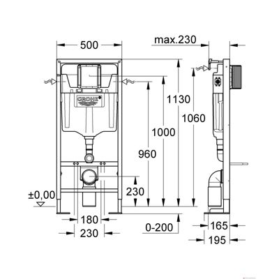 Pack WC suspendu sans bride VILLEROY ET BOCH Subway 2.0 blanc Alpin + abattant + plaque blanche + bâti Grohe