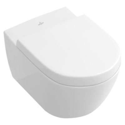 Pack WC suspendu sans bride VILLEROY ET BOCH Subway 2.0 blanc Alpin + abattant + plaque blanche + bâti Grohe
