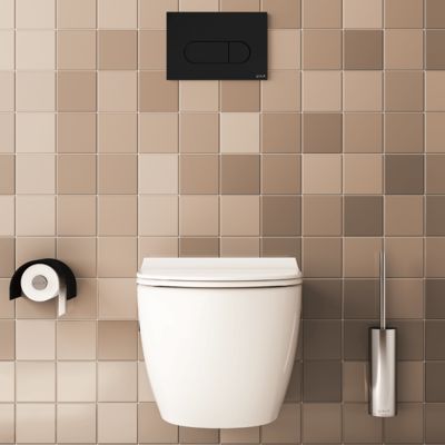 Pack WC suspendu VitrA Sento blanc + bâti autoportant V-Fix Core + Plaque Round Noir mat