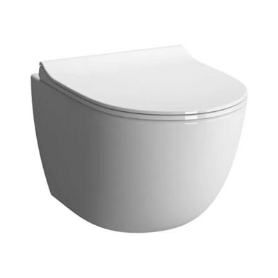 Pack WC suspendu VitrA Sento blanc + bâti autoportant V-Fix Core + Plaque Round Noir mat