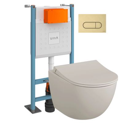 Pack WC suspendu VitrA Sento lin mat + bâti autoportant V-Fix Core ...