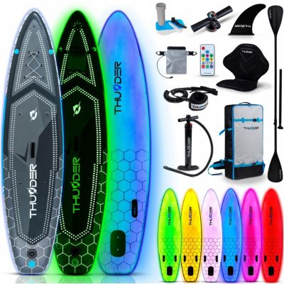 Paddle gonflable 320 cm planche SUP pour nager Thunder LED éclairée RGB avec siège ensemble d'accessoires 1 pièce.