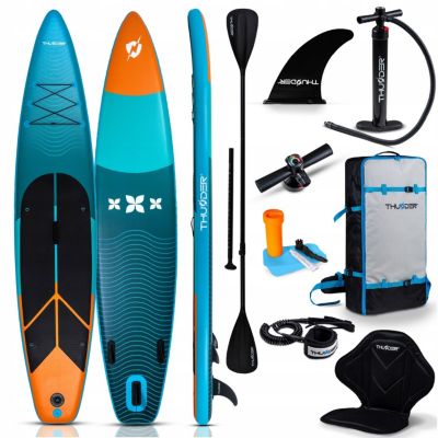 Paddle gonflable 365 cm planche SUP pour nager Thunder résistante ensemble avec siège pagaie et sac à dos 1 pièce.