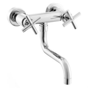 Paffoni Quattro Mélangeur de lavabo mural avec bec long, Chrome (QTV161)