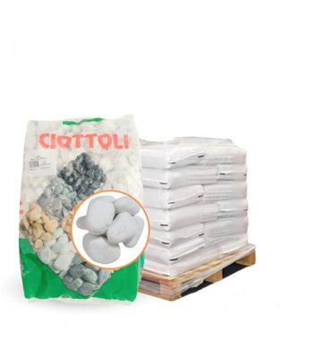 Paillage minéral Galet marbre blanc Carrare 40-60mm  10 sacs 25 kg - F-PAI011-10x25