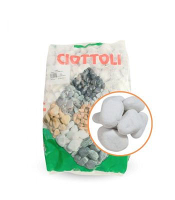 Paillage minéral Galet marbre blanc Carrare 40-60mm  10 sacs 25 kg - F-PAI011-10x25