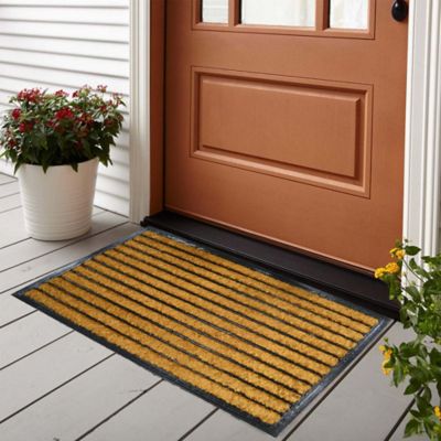 Paillasson coco caoutchouc Bugala à rayures GoodHome L.45 x l.75 cm