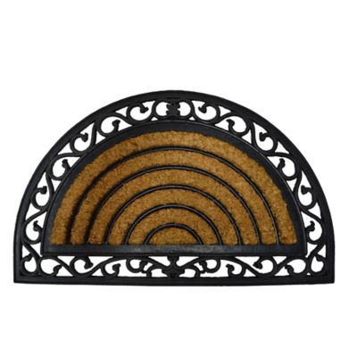 Paillasson Demi-Lune Fibre De Coco 100x60cm Avec Ornements - Antidérapant Et Écologique