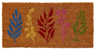 Paillasson d'entrée en fibre de coco feuilles multicolore L.25 x l.50 cm Sweetsol