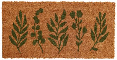 Paillasson d'entrée en fibre de coco feuilles vertes L.25 x l.50 cm Sweetsol