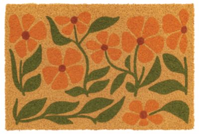 Paillasson d'entrée en fibre de coco fleurs jaunes L.25 x l.50 cm Sweetsol