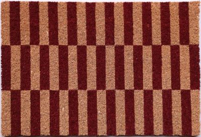 Paillasson d’entrée en fibres de coco décoratif rayures rouge 40 x 60 cm SweetSol