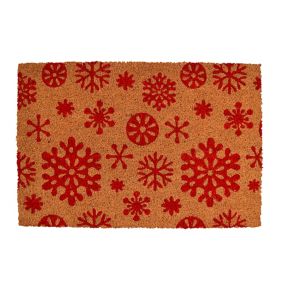 Paillasson de Noël en fibre de coco naturelle à motifs flocons de neige 40 x 60 cm GoodHome