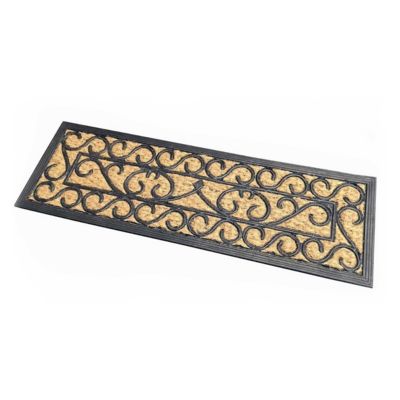 Paillasson en fibres de coco et caoutchouc arabesques, 75 x 25 cm - HOMESCAPES