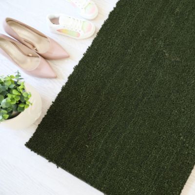 Paillasson - Tapis brosse Coco - Vert - Ep, 17mm - Rouleau de 2m x 9m
