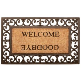 Paillasson tapis Welcome Goodbye caoutchouc coco - 76 x 45 cm